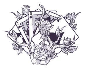 Rolgordijnen Cards with flowers monochrome logotype © DGIM studio
