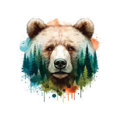 Bears Head in watercolor style