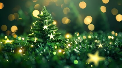 Obraz premium Digital stars lights trees poster background web page PPT background