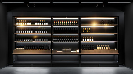 Modern high tech black wine chiller cabinet in alcohol cellar