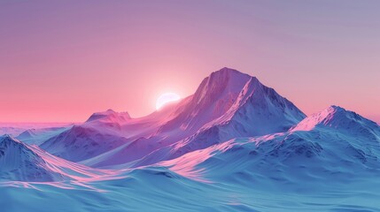 sunset on the mountains with vaporwave tone color, suitable for wallpaper, poster. Generative AI - obrazy, fototapety, plakaty