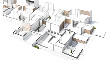 Project for modern minimalistic buildings. Generative Ai