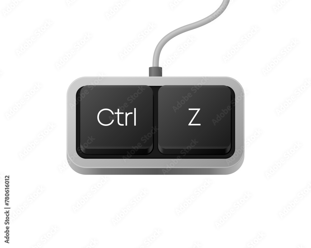 Poster ctrl z or copy paste button combination. computer keyboard. word on pc computer keyboard. vector ill