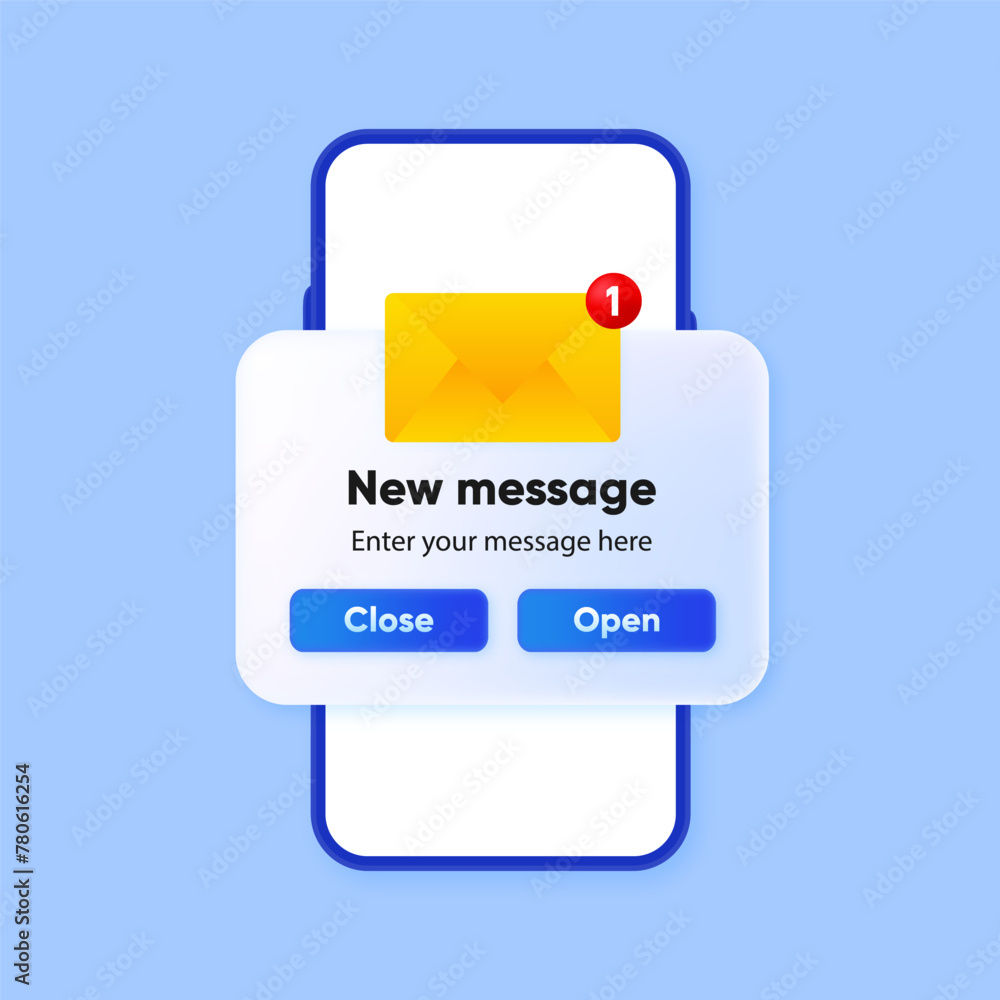 Poster new message notification label on screen device. reminder concept. enter your message here. new emai
