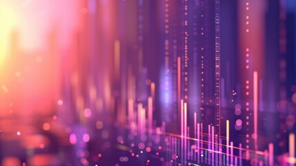 A background featuring an abstract digital graph with glowing dots and lines, representing the growth of business data or market trends