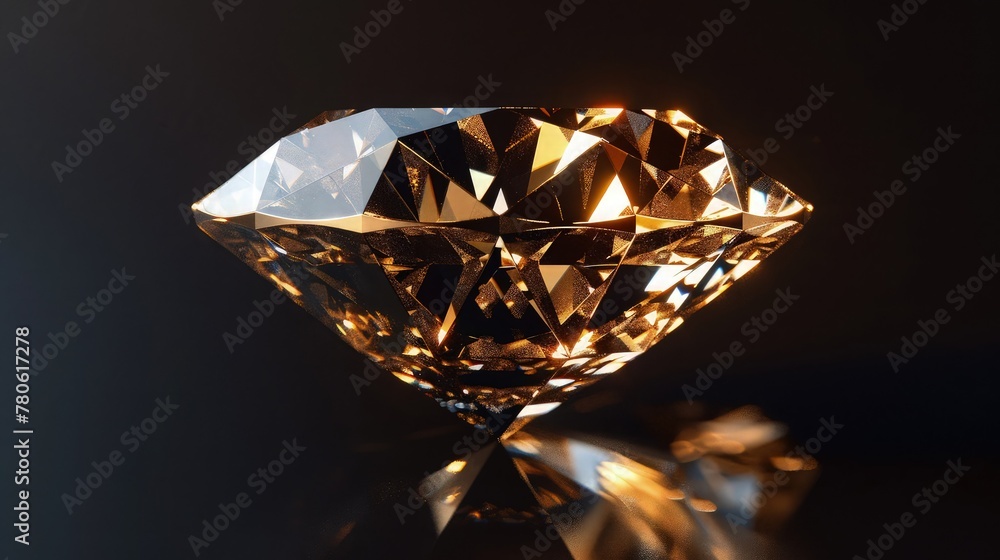 Poster a shiny, cut piece of diamond on a dark background, its sharp angles and facets creating a breathtak