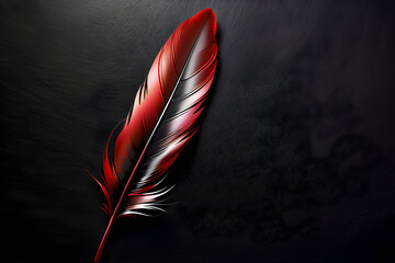 Shining Red Feathers in the Darkness, Glowing Beauty of Red Feathers, Dazzling Splendor of Red Feathers in the Dark, Red Feathers in Harmony with Darkness(Generative AI)