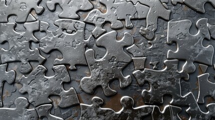 Unfinished Jigsaw Puzzle on Textured Surface