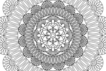 Mandala Coloring page for kids and adults Page for relaxation and meditation. Circular pattern. Decorative ornament ethnic oriental style. line art drawing coloring page. Vector illustration