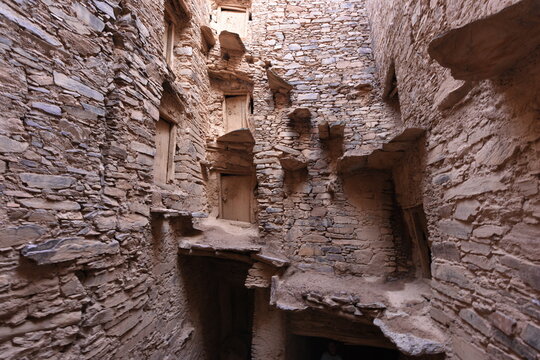 Agadir Tasguent, fortified collective granary located above the Moroccan village of Amzrou, Anti-Atlas, Morocco