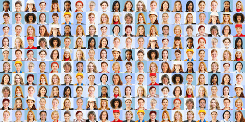 Panorama Collage von Frauen in vielen Berufen - obrazy, fototapety, plakaty