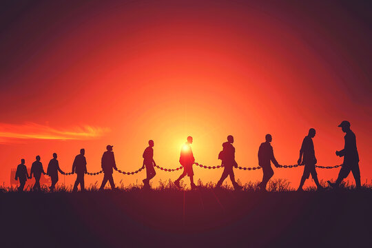 Realistic Slave Trade and its Abolition background with slave freedom and world trade