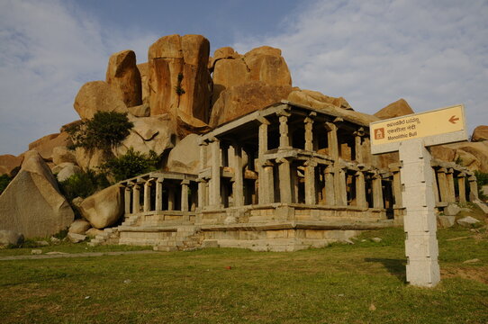 Monolithic Bull, Hindu Temple in Hampi, UNESCO World Heritage Site, Karnataka, India