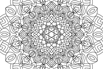 Mandala Coloring page for kids and adults Page for relaxation and meditation. Circular pattern. Decorative ornament ethnic oriental style. line art drawing coloring page. Vector illustration