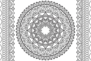 Mandala Coloring page for kids and adults Page for relaxation and meditation. Circular pattern. Decorative ornament ethnic oriental style. line art drawing coloring page. Vector illustration