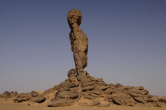 Finger of Allah rock formation in Akakus Mountains, Libya