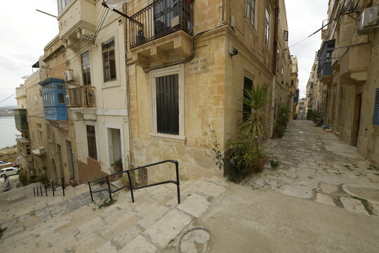 Corner with stairs, La Valetta, Malta, Mediterranean