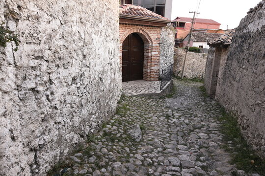 Narrow street of Kruje within the walls of the Castle, Kruje, Albania