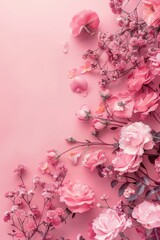Elegant Pink Roses on a Vibrant Pink Background - Floral Beauty Concept