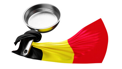 Modern Frying Pan Embraced by Belgium Vibrant Black, Yellow, and Red Flag