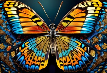 illustration, detailed patterns butterfly wings macro, intricate, design, colorful, markings, delicate, textures, beautiful, symmetry, vibrant, colors, details