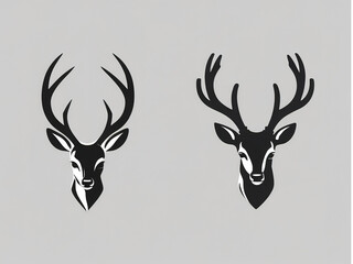 Silhouette of a deer's head with horns Deer logo vector illustration, wildlife symbol. Isolated on a white background