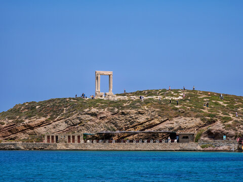 View towards the Temple of Apollo, Chora, Naxos City, Naxos Island, Cyclades, Greek Islands