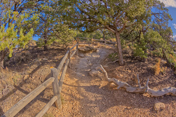The rim trail at Grand Canyon heading east toward Powell Point from Hopi Point, Grand Canyon, UNESCO World Heritage Site, Arizona, United States of America