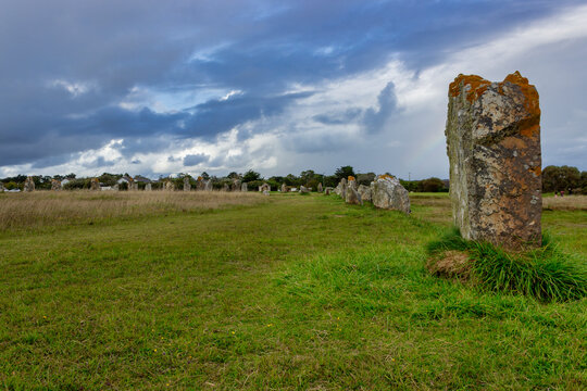 Alignements de Lagatjar, pre-historic standing stones, Camaret-sur-Mer, Finistere, Brittany, France