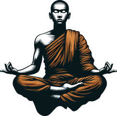 Adobe Illustrator Artwork a Buddhist monk floating in air and do meditation, self discipline, strong mindset vector illustration

 - obrazy, fototapety, plakaty