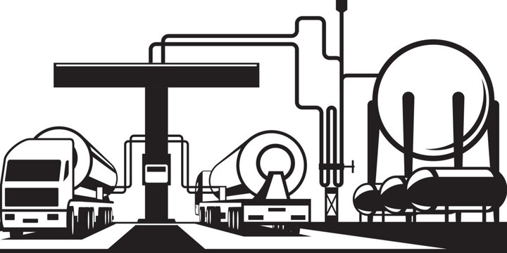 LNG trucks loading station – vector illustration