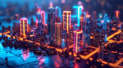 Neon Metropolis: A Cityscape Ablaze with Futuristic Lights