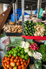 des légumes sur un marché africain au Cap Vert en Afrique occidentale