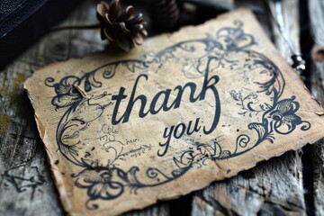 Expression of gratitude with a heartfelt 'thank you' inscription