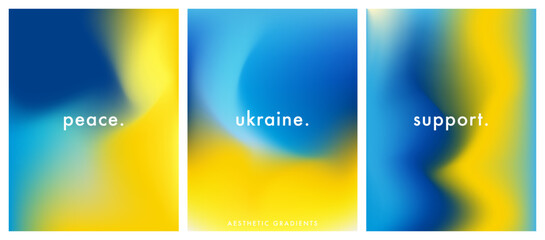 Ukraine gradient vector background set. Ukrainian blurred flag color simple and soft light backdrop flag yellow, blue colors. Templates collection for posters, brochures, banners, flyers and cards