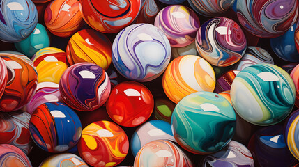 Colorful Marble Decorations on Beaded Background