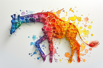 watercolor style of a giraffe