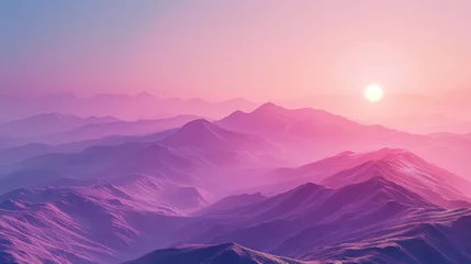 Draagtas sunset on the mountains with vaporwave tone color, suitable for wallpaper, poster. Generative AI © wellyans