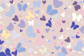 Pastel butterfly pattern background, perfect for spring and gentle design themes