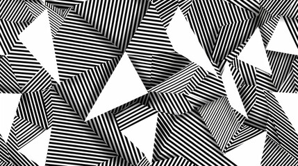 Vector seamless pattern with black and white lines in the form of triangles. Minimal geometric background for design, print or web banner