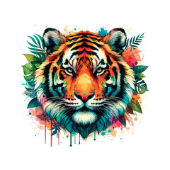 Tiger Head in watercolor style