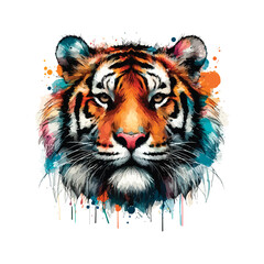 Tiger Head in watercolor style