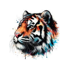 Tiger Head in watercolor style