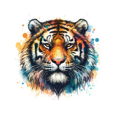 Tiger Head in watercolor style
