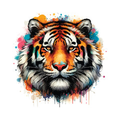 Tiger Head in watercolor style