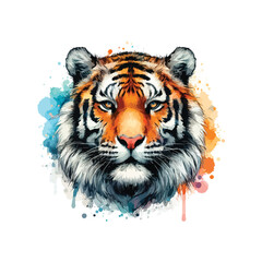 Tiger Head in watercolor style
