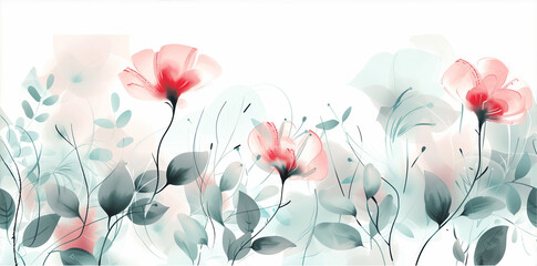 Exotic Watercolor flowers vibrant hue on white background, Vector background for banner, poster,