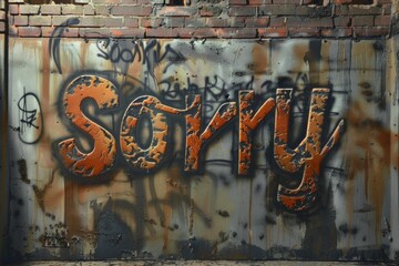 the word 'sorry' conveys remorse and empathy, seeking forgiveness and reconciliation in personal - obrazy, fototapety, plakaty