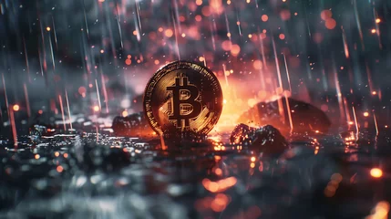 Foto op Plexiglas Crypto Conquest: Conquering New Horizons in Finance Fire Rain © Dino