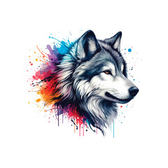Naklejka premium Wolf Head in watercolor style